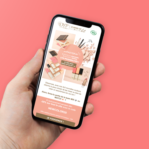 Création d'une newsletter B to C pour la marque de maquillage bio rechargeable DYP cosmethic